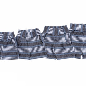 Boy or Girl Baby or Toddler Shorts with Pockets Denim Look Stripes in Blue and Grey image 5