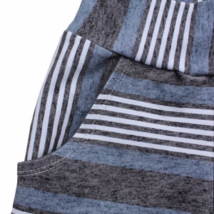 Boy or Girl Baby or Toddler Shorts with Pockets Denim Look Stripes in Blue and Grey image 6