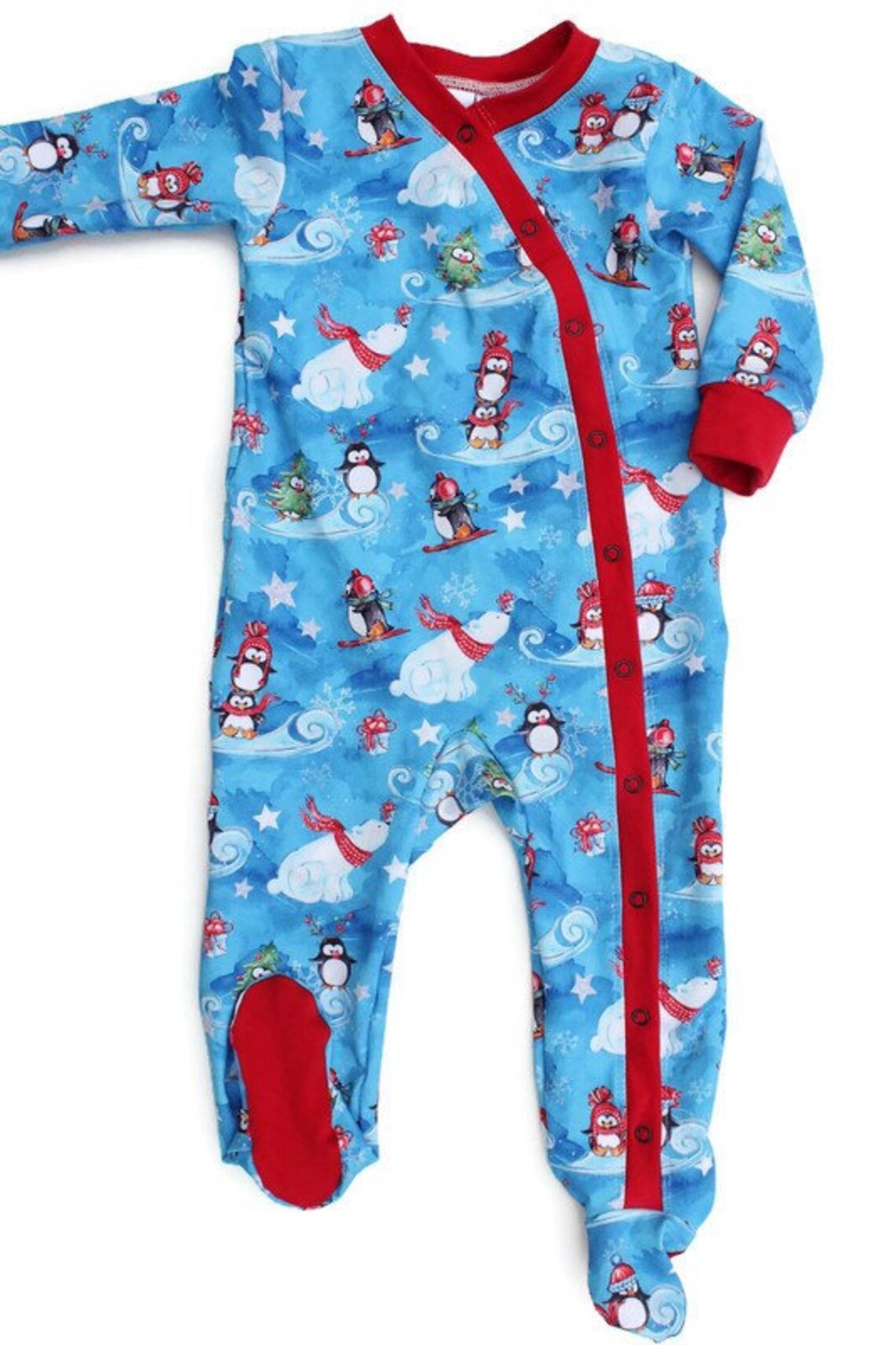 Baby Boy or Girl Snap Pajamas. Winter Friends on Blue. Size 12 Etsy UK