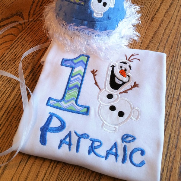 Frozen Olaf Disney Elsa and Anna favorite Snowman Custom Birthday Shirt - Any Name or Birthday Number on your Embroidery and Appliqué gift.