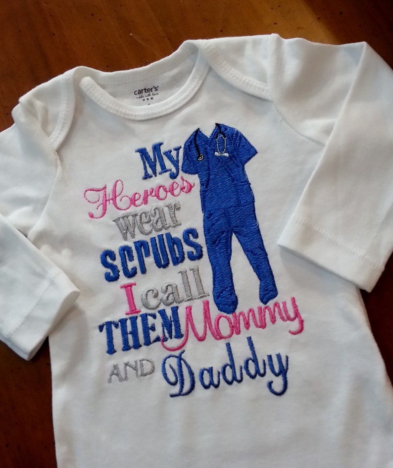 HERO SHIRT My Hero wear Scrubs I call himher Daddy Mommy Aunt Uncle Grandpa Grandma Doctor Rn Nurse PT Therapy LPn EMs EMt Dr Er ICu Staff