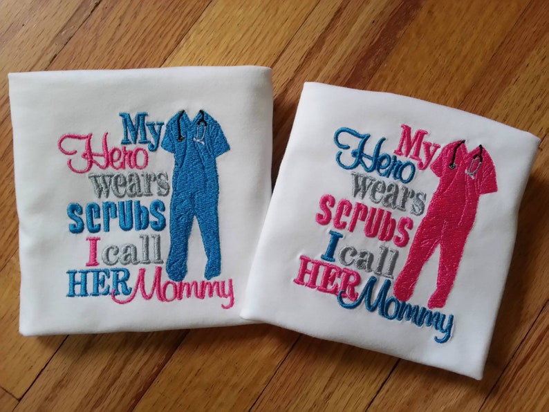 HERO SHIRT My Hero wear Scrubs I call himher Daddy Mommy Aunt Uncle Grandpa Grandma Doctor Rn Nurse PT Therapy LPn EMs EMt Dr Er ICu Staff