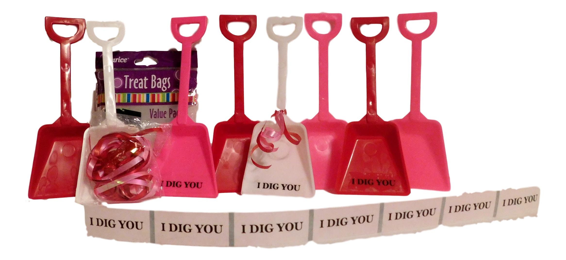 Mfg USA Lead Free* 48 "I Dig You" Stickers  48 Green Toy Plastic Sand Shovels 
