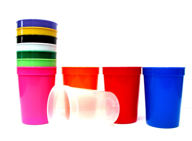 44 Small 12 Ounce Plastic Drinking Glasses 4 Each Color Made Etsy