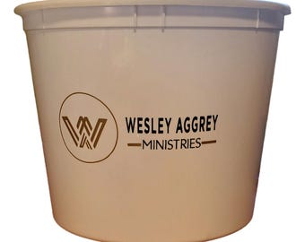 Personalized 160 oz White offering church donation bucket basket plastic custom personalized, Donation Box - Easter Donations Offering