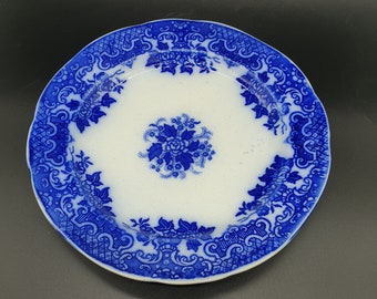 ONE Antique GUSTAVSBERG Plate Roses Floral London Pattern Vintage Swedish Plates Blue White Plate 9 inches 1915 Antique Dinner Plate