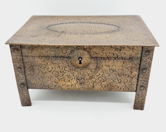 Antique arts and craft movement - handmade copper box