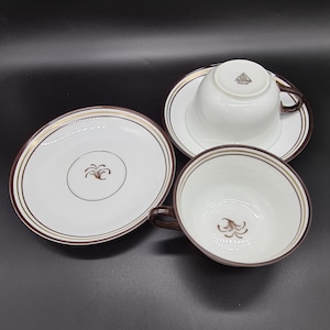 Edward Hald for Karlskrona porcelain factory,pair of Art deco tea cups