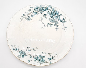 ONE Antique GUSTAVSBERG Plate Roses Floral London Pattern Vintage Swedish Plates Blue White Plate 9 inches 1915 Antique Dinner Plate