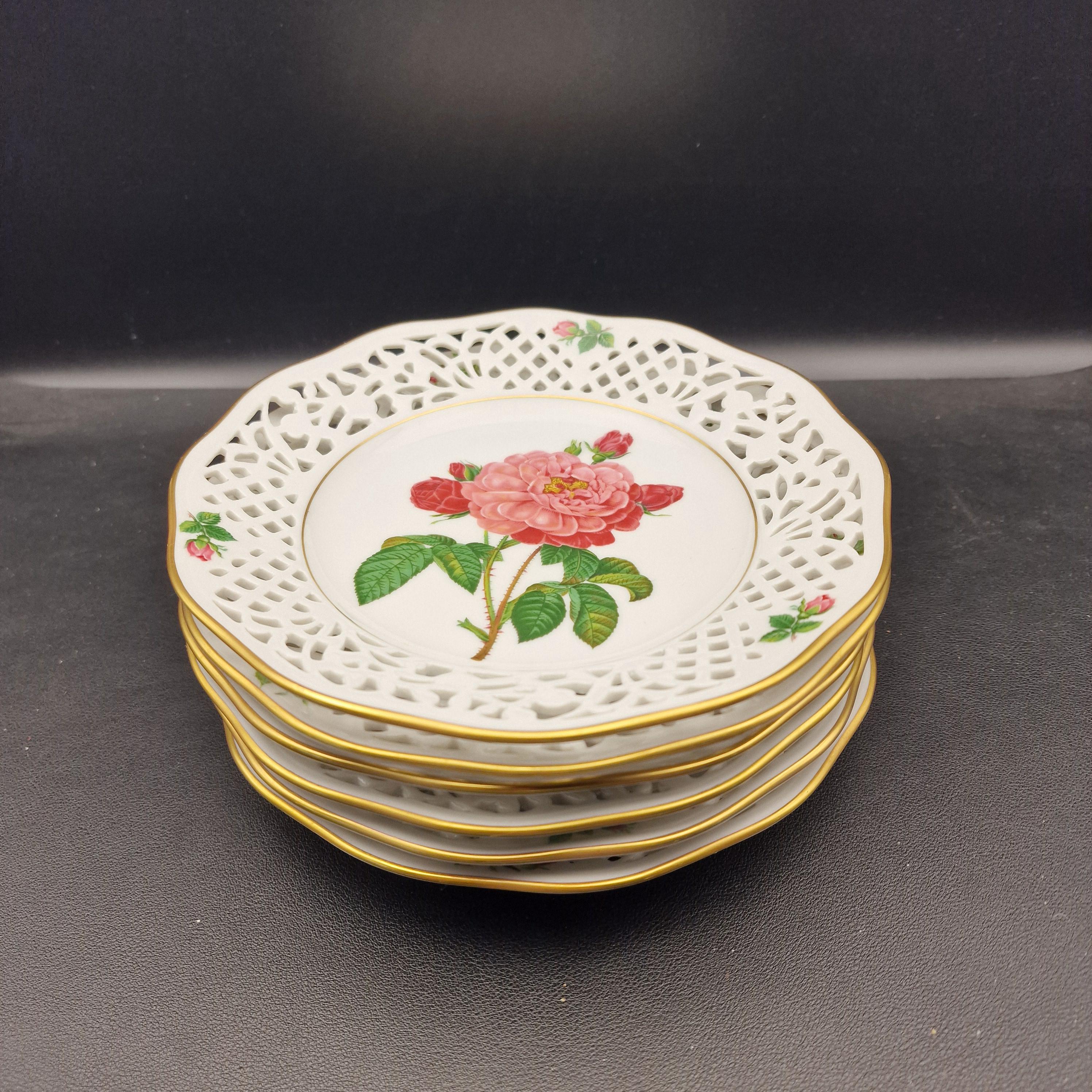 ARABIA DIAMANT 324 皿 2枚セット 1955年製 Set of 6 Schumann Arzberg Dessert Plates – Pierced Rim, Gilded