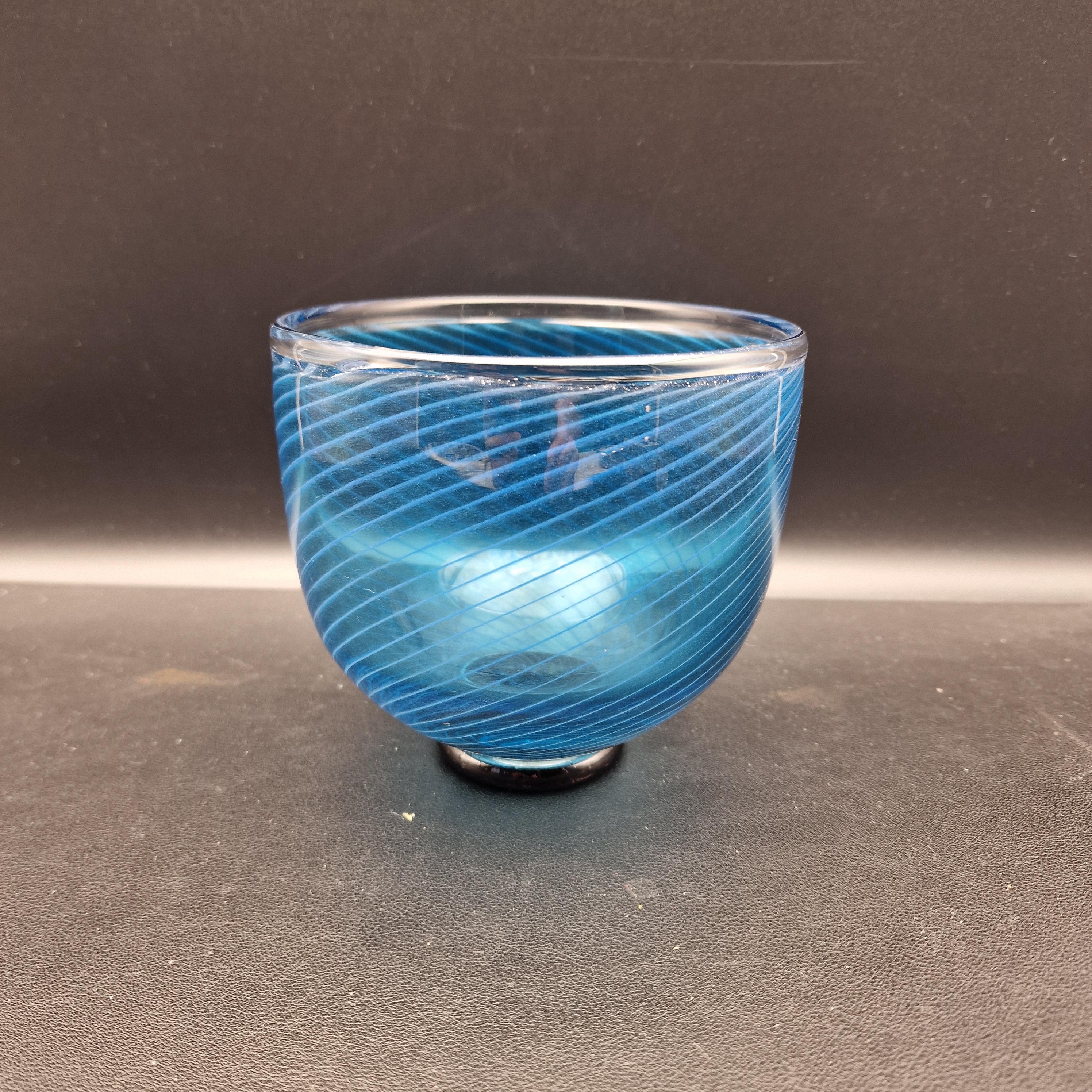 Signed Göran Wärff Bowl for Kosta Boda – Swedish Blue Art Glass