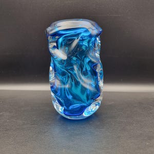 Swedish Art Glass Vase by Börne Augustsson for Åseda – Cobalt Blue Sculptural Design, 1940s
