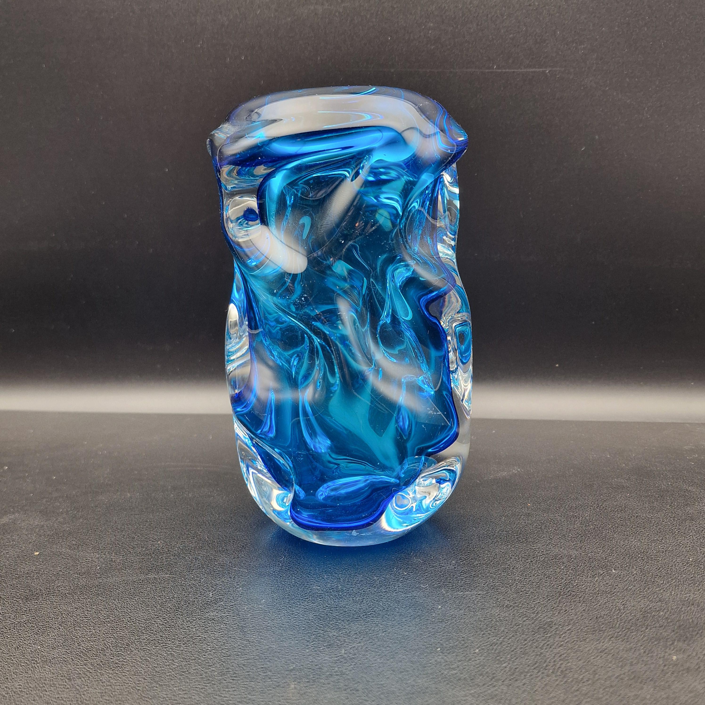 Swedish Art Glass Vase by Börne Augustsson for Åseda – Cobalt Blue Sculptural Design, 1940s