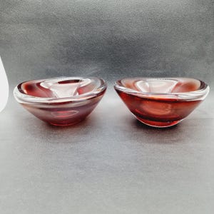 Sven Palmqvist for Orrefors - A pair of red art glass bowls - Art Glass for Orrefors 1950s Sweden. Scandinavian modern Collectible