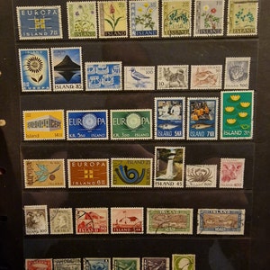 Sellos usados de Islandia - 38 piezas - antiguos y nuevos - coleccionismo-junkjournal-scrapbooking
