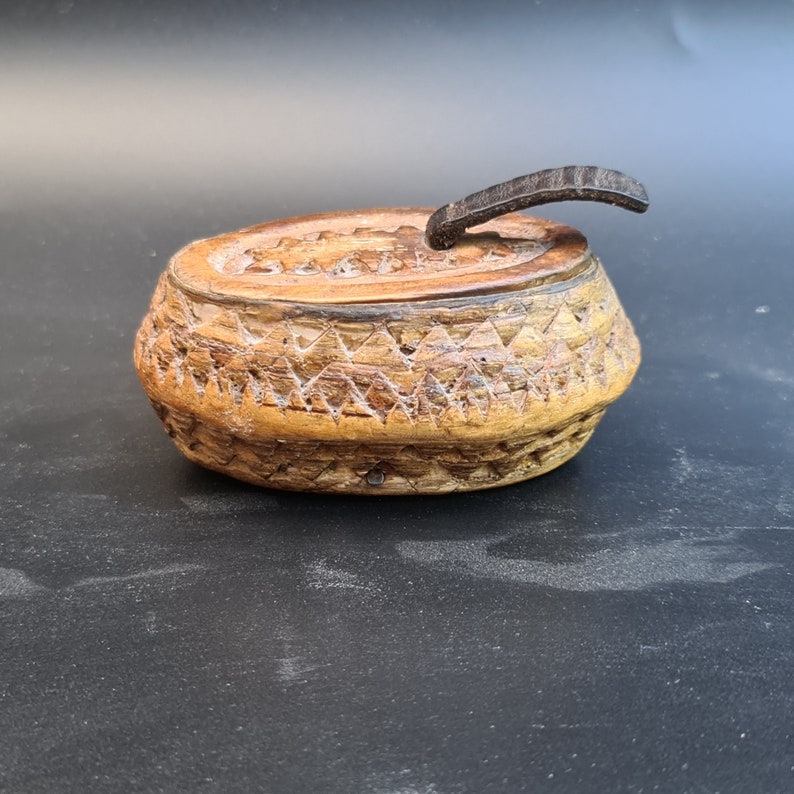 Antique Birch Bark Snuff Box Folk Art Sweden 1800s Etsy