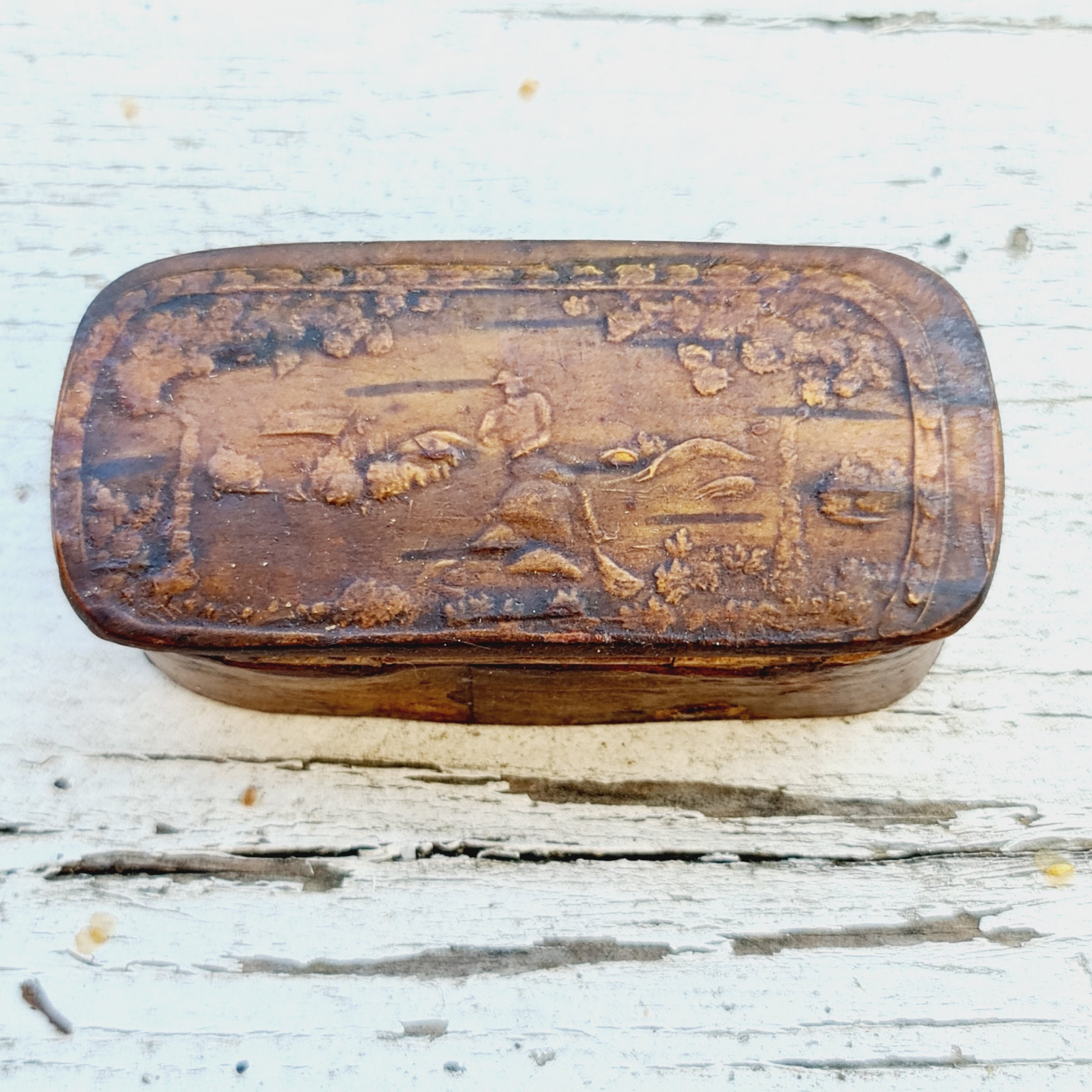 Wood Home & Living Home Improvement Birch bark snuff box vintage hand
