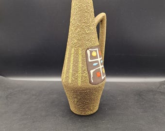 Mid-century Fat Lava Vase – West German Pottery, Abstract