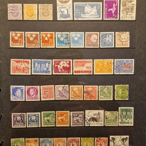 Sellos suecos usados - 46 uds. - diario de recolección de basura