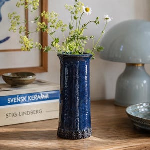 Bror Börsum Studio Pottery Vase 1967, Swedish Stoneware Vase, Handmade Blue Ceramic, Mariefred Sweden, Mid Century Scandinavian