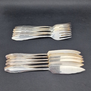 Vintage WMF fish cutlery set for 6 - silver plate - Chippendale- 1950