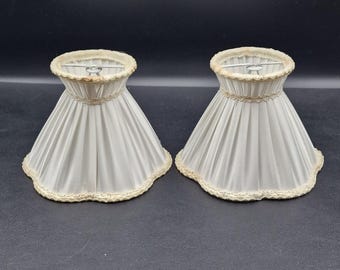 Vintage Franse cliplampenkap, een paar - brocante stijl - Budoir - 1950