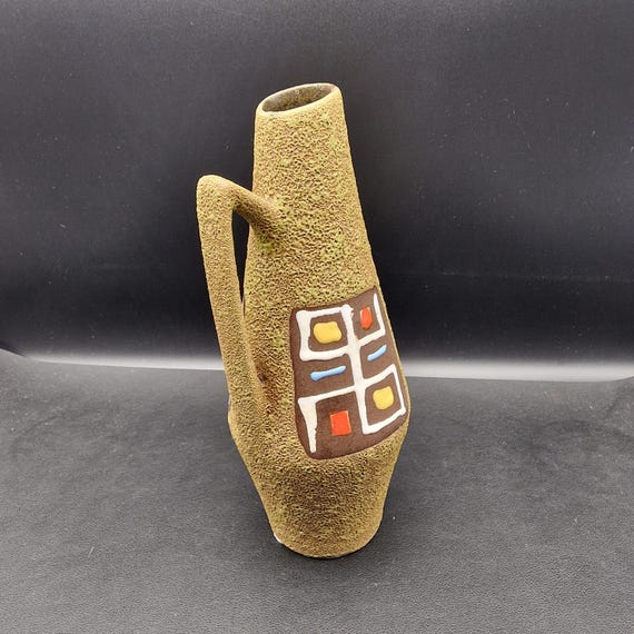 Mid-century Fat Lava Vase – West German Pottery, Abstract