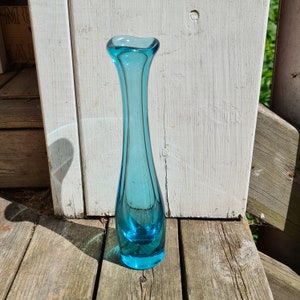 Sven Palmqvist for Orrefors - Light blue Selena vase - Art Glass for Orrefors 1950s Sweden. Scandinavian modern Collectible