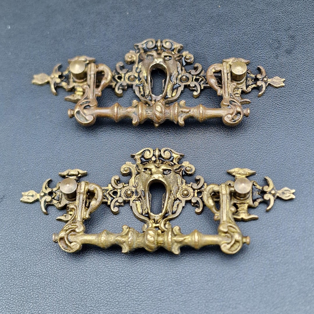 Antique Brass Drawer Pulls With Keyhole a Pair | 19th Century Victorian ...
