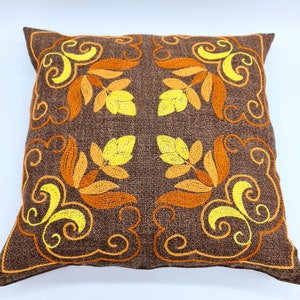 Vintage hand embroidered decorative pillow from Sweden