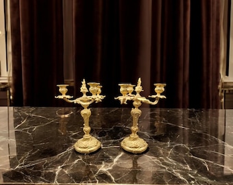 Candelabri antichi in bronzo dorato - Rococò - Francia - 1860