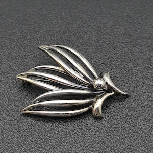 Massive Silber Blumen Brosche 1950er Jahre
