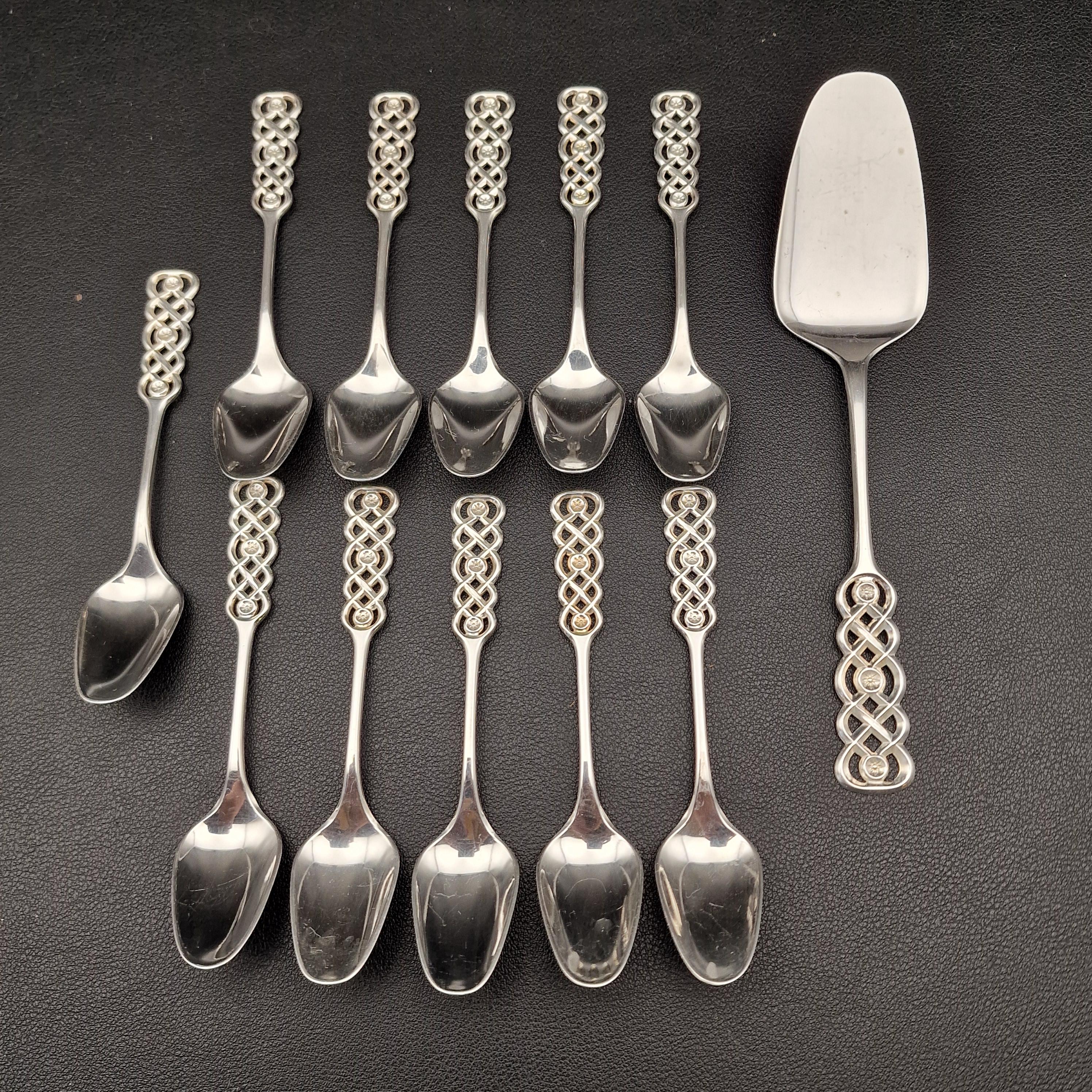 Enameled Gilt Demitasse Spoons Set David Andersen Sterling