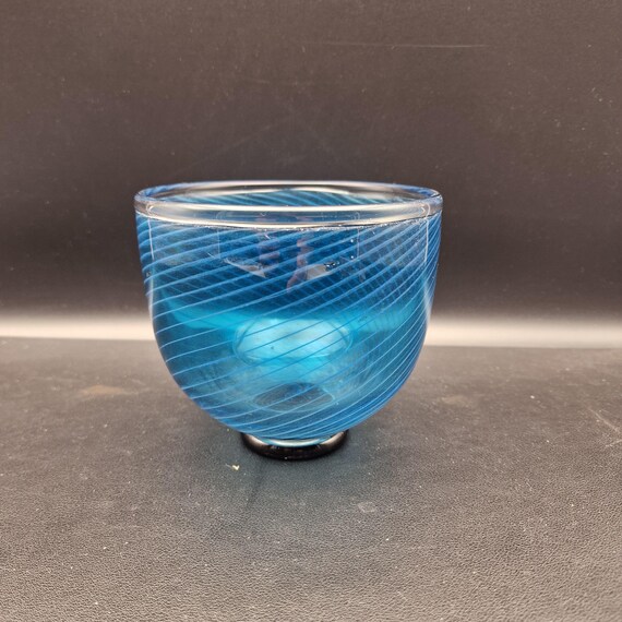 Signed Göran Wärff Bowl for Kosta Boda – Swedish Blue Art Glass