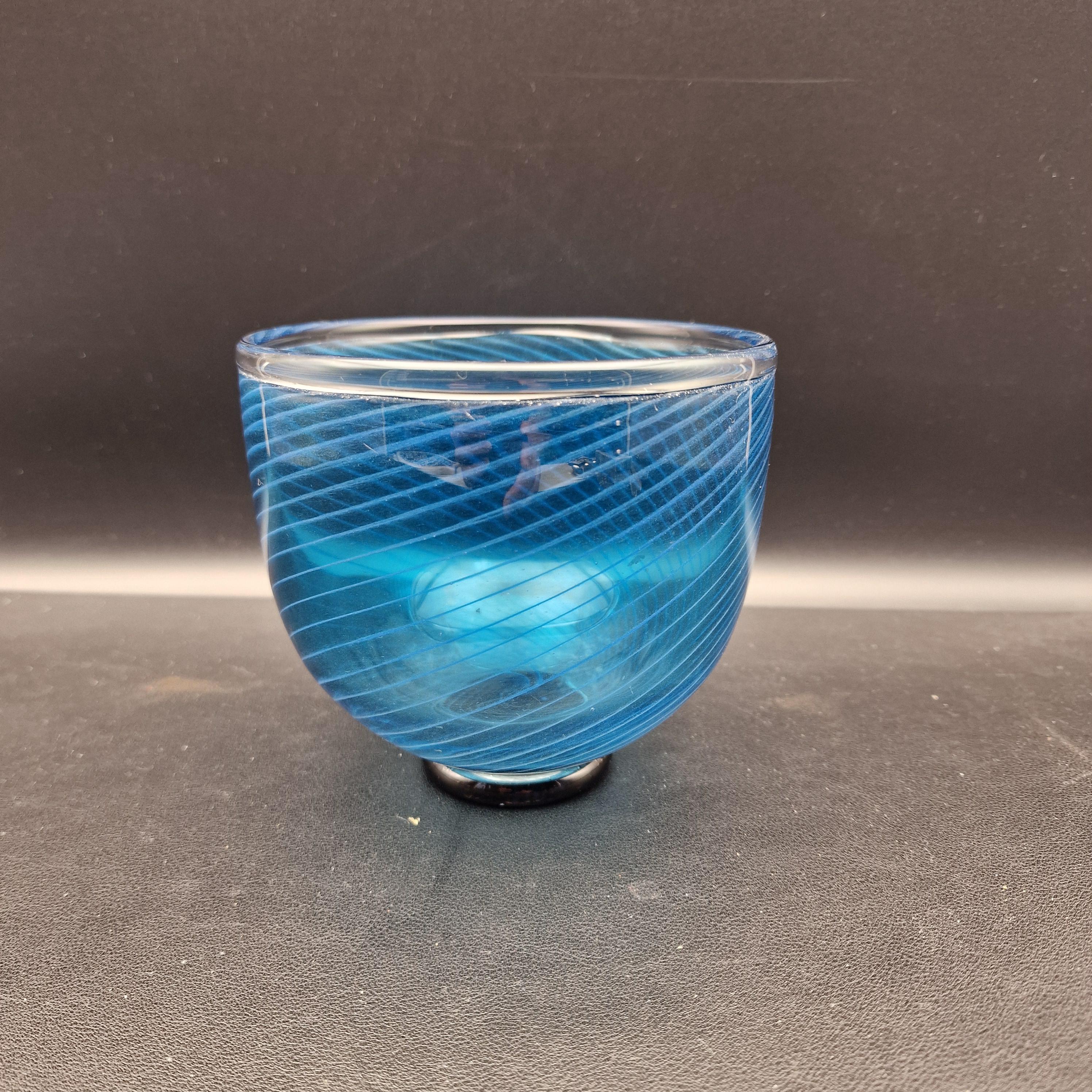 Signed Göran Wärff Bowl for Kosta Boda – Swedish Blue Art Glass