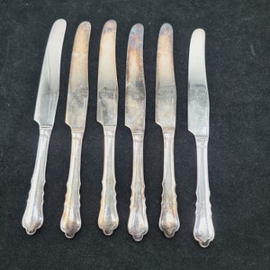 Swedish set of six Dinner knifes - silver plate - Chippendale- 1930
