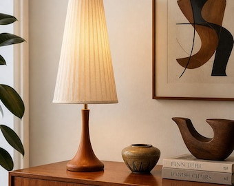 Vintage Cone Lampshade 1950s Pleated Mesh Fabric Mid Century Modern Scandinavian Style