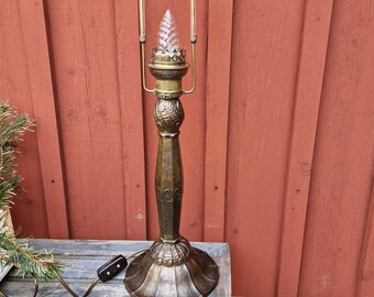 Antique arts and craft movement - large copper table lamp