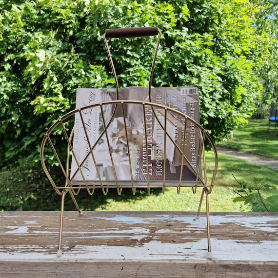 マガジンラック Vintage 50's design magazine rack Vintage 1950s Brass Magazine Rack – Mid-century Modern Wire Design