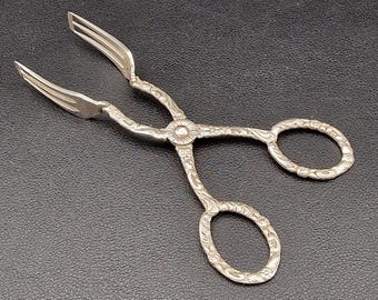 Massief zilver - koekjestang - bloemendecor - Zweden - 1940:s