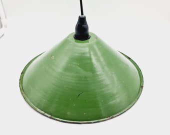 Vintage French industrial enameled lamp