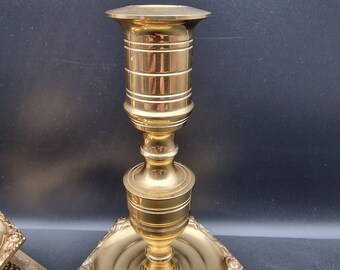 Vintage Ystad Metall Brass Candlesticks | Swedish Baroque Revival