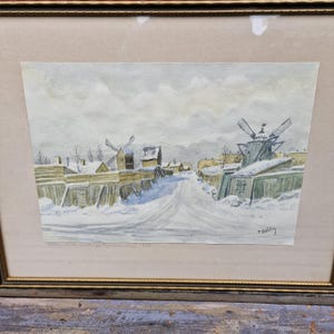 Antique Swedish original watercolor painting by Frans Gustav Lindström -1892