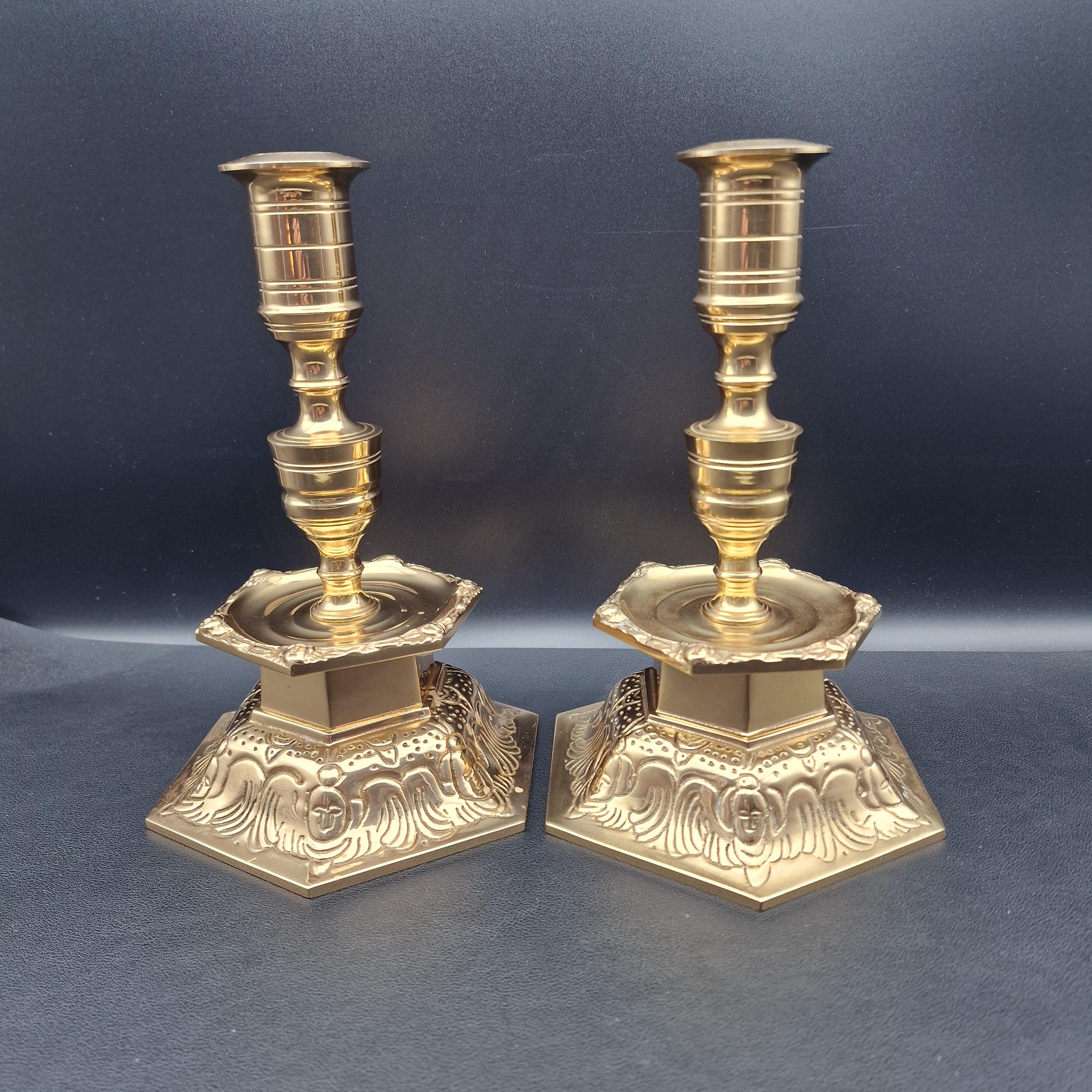 Vintage Ystad Metall Brass Candlesticks | Swedish Baroque Revival