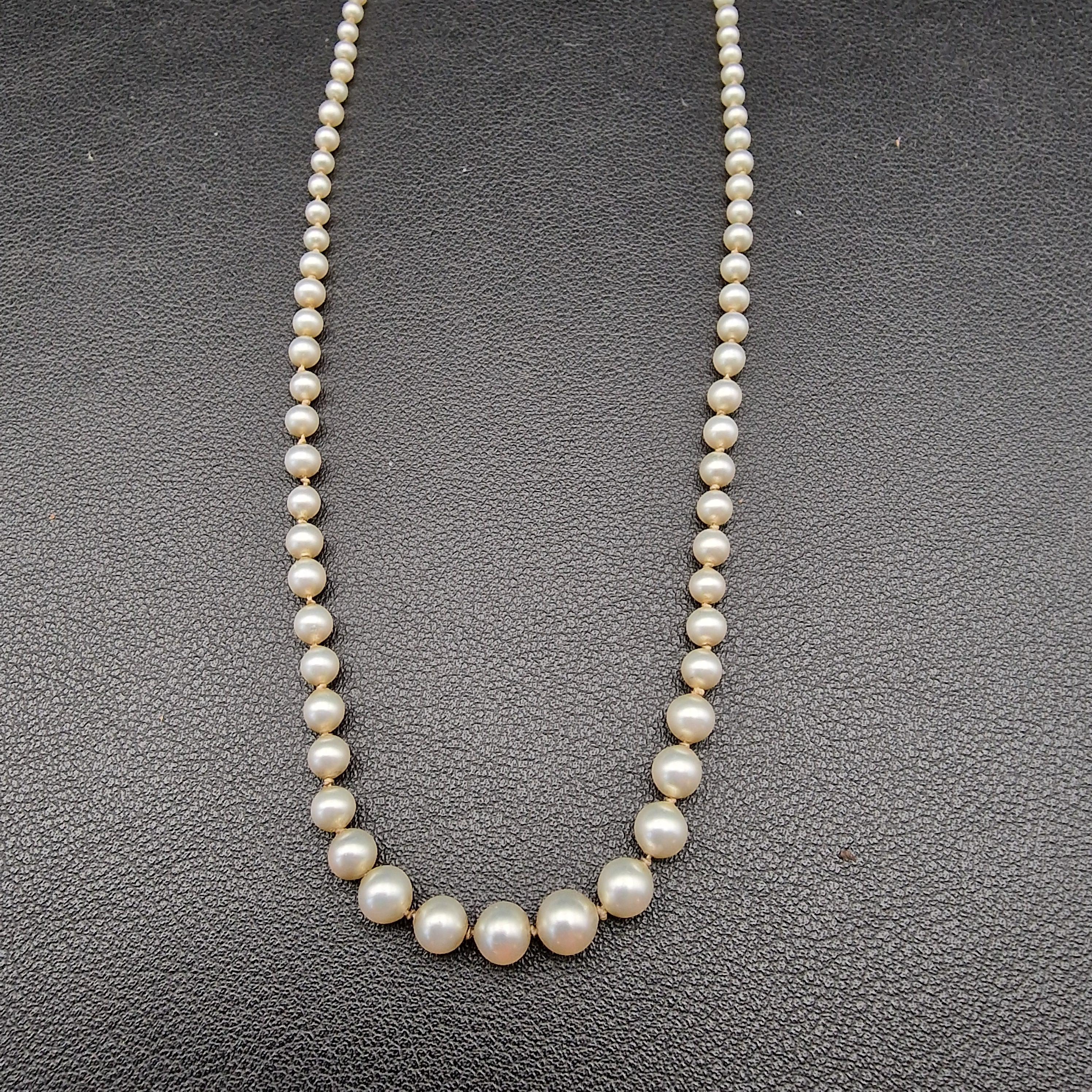 Vintage Pearl Necklace With 835 Silver Marcasite Clasp by Jka