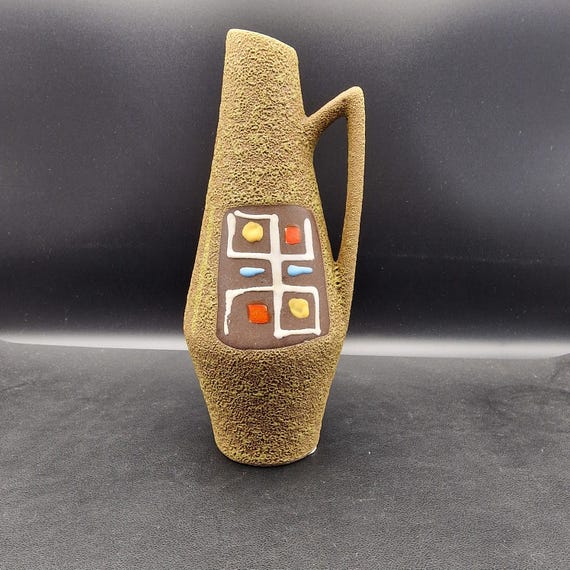 Mid-century Fat Lava Vase – West German Pottery, Abstract