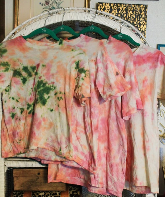 Pink Green Tie Dye Tees / Tie Dye T-Shirts / Girl… - image 1