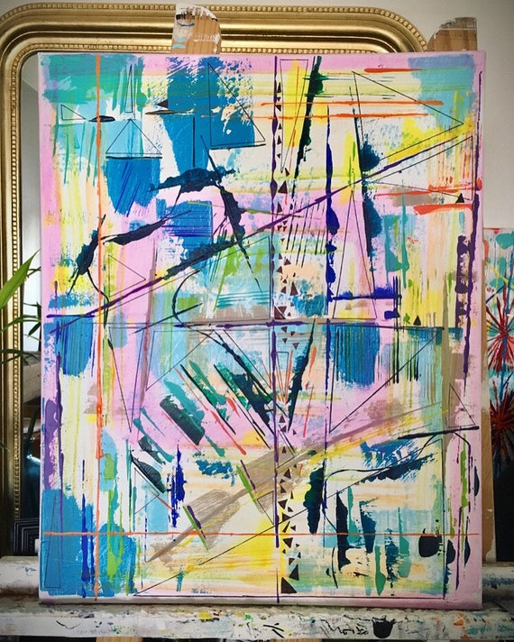 Abstract Canvas Acrylic Painting Colorful Painting The Etsy