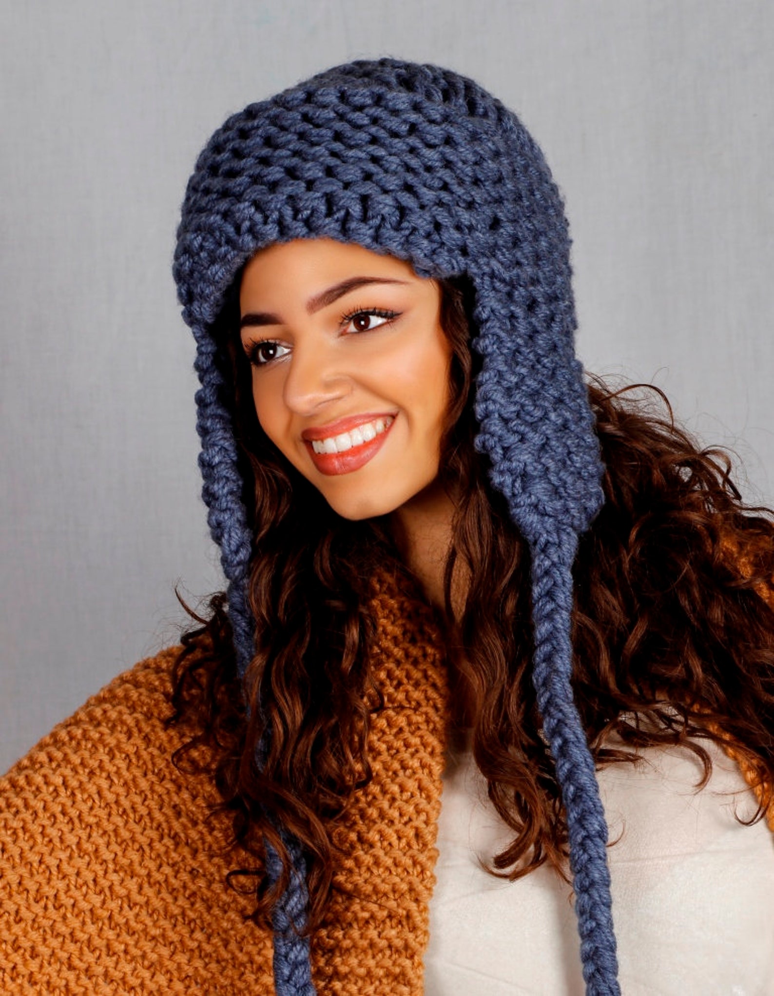 Chunky Knit Trapper Hat Pink Aviator Pilot Hat Shearling Etsy