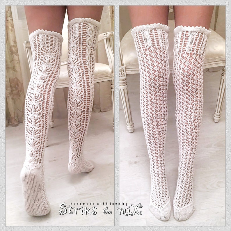 white lace knee socks
